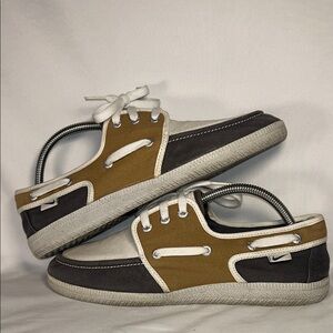 Nike VTG Brown/Gray/White Boat Shoes with Canvas Design